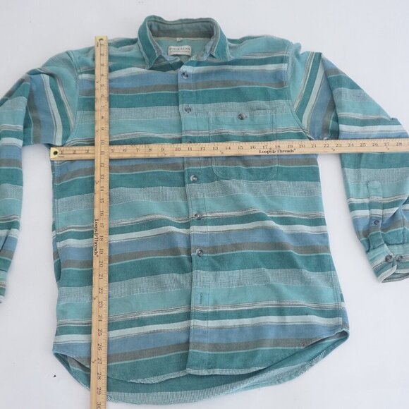 Vintage Picdor Green Blue Stripe Western Cowboy Button Up Shirt Medium - Picture 3 of 12